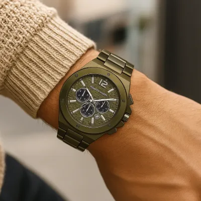 Michael Kors Lennox Chronograph Olive Stainless Steel Watch